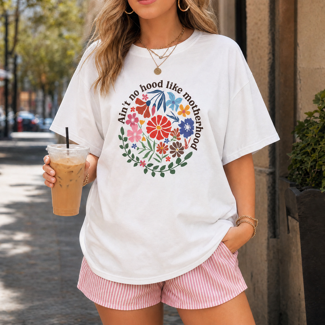 mama graphic t shirt with colorful floral design, cute aesthetic mom tee, casual everyday t shirt for moms, Mamamuse Studio