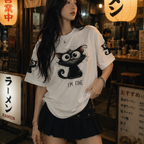 I'm Fine Cat Graphic Oversized T-Shirt
